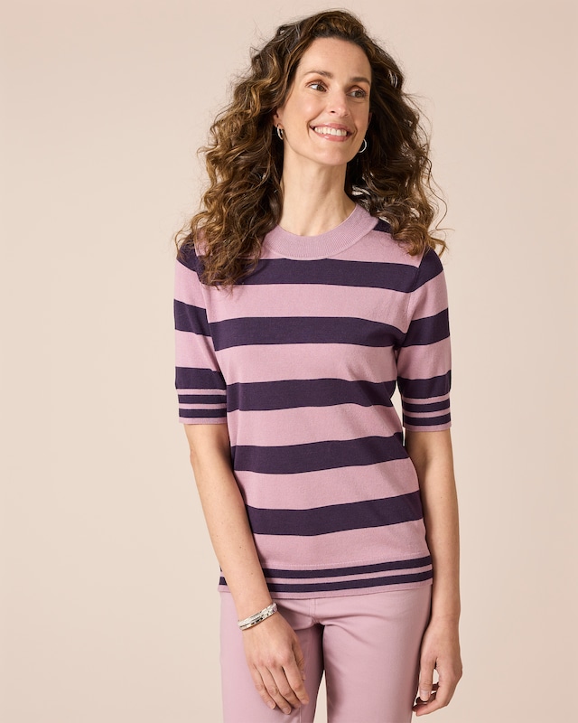 Halbarm-Pullover gestreift