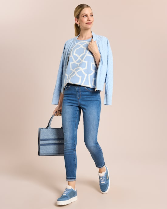 Produktabbildung für Jacquard Pullover kurzarm