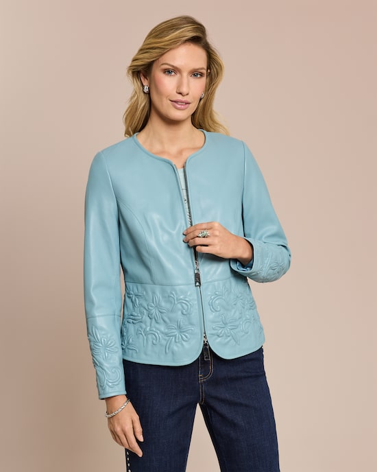 Produktabbildung für Lederjacke mit Stickerei