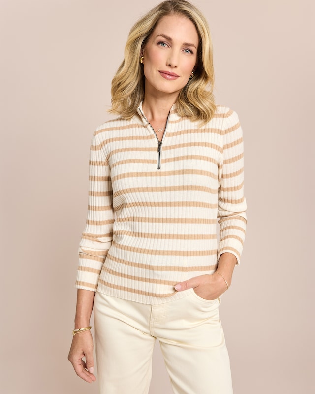 Pullover gestreift mit Stehkragen