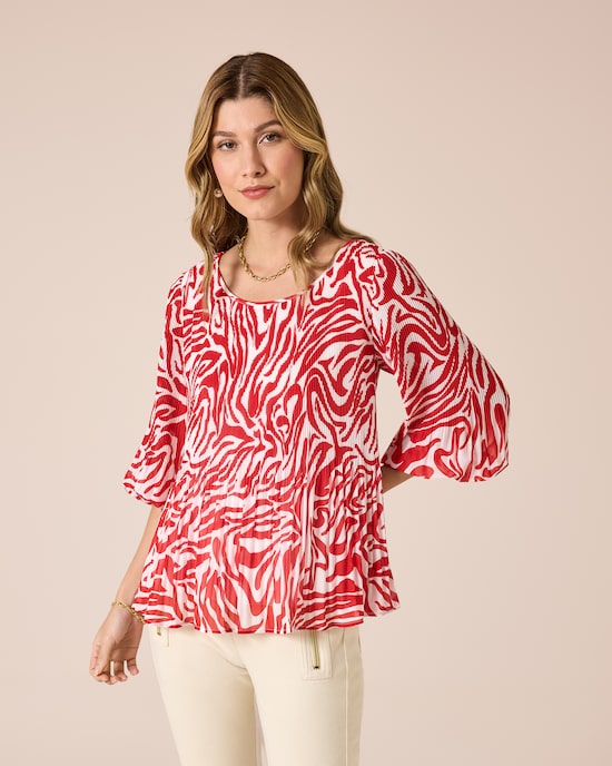 Produktabbildung für Plisee Bluse mit Allover Druck