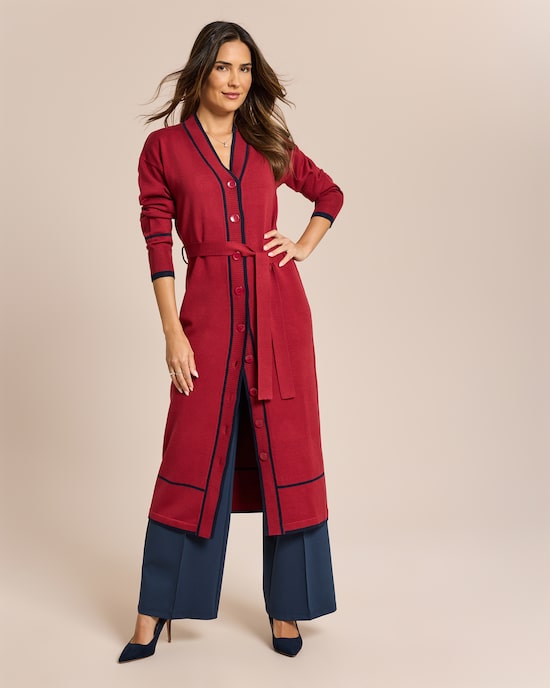 Produktabbildung für Langer Cardigan mit Kontrast Details