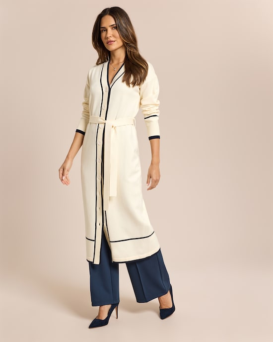 Produktabbildung für Langer Cardigan mit Kontrast Details
