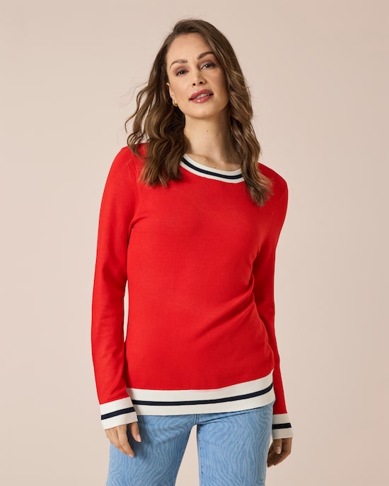 Produktabbildung für Pullover gestreifte Rippe mit Rundhalsausschnitt