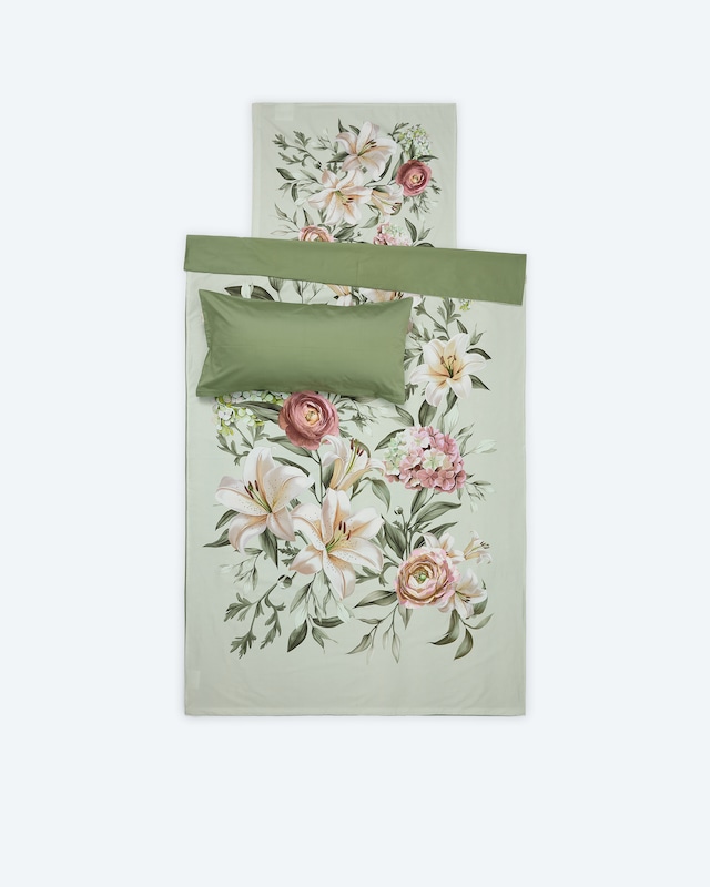 Satin-Wendebettwäsche "Floral", 3tlg.