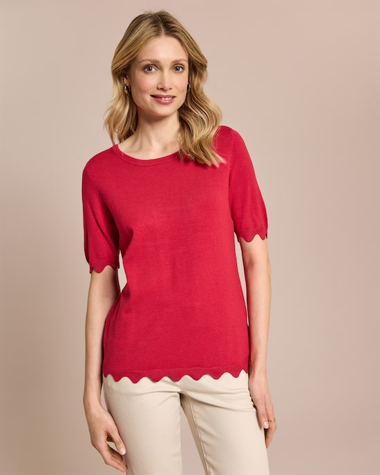 Produktabbildung für Halbarm-Pullover mit Wellen-Saum