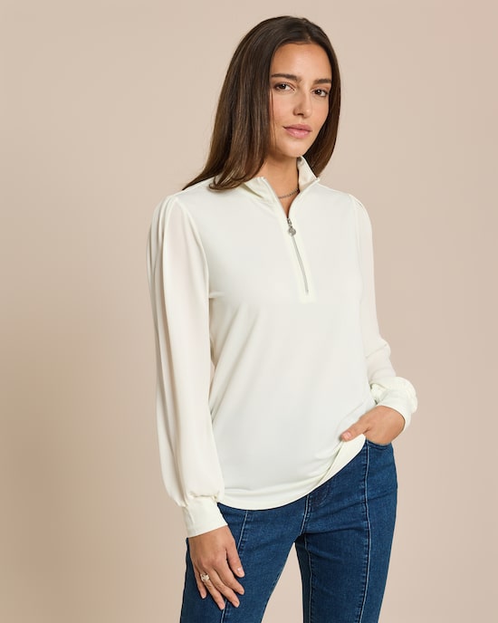 Produktabbildung für Shirt mit Stehkragen und Reißverschluss