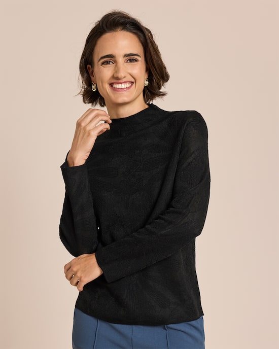 Produktabbildung für Strickshirt mit Blumenjacquard