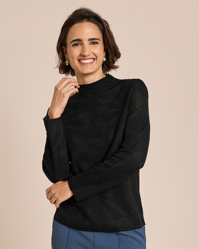 Strickshirt mit Blumenjacquard