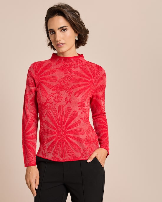 Produktabbildung für Strickshirt mit Blumenjacquard