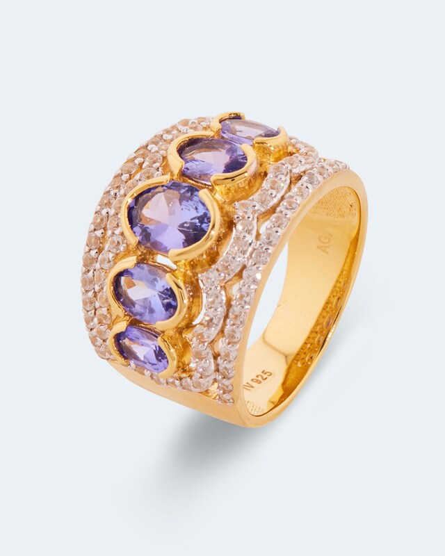 Ring mit Tansanit und Zirkon