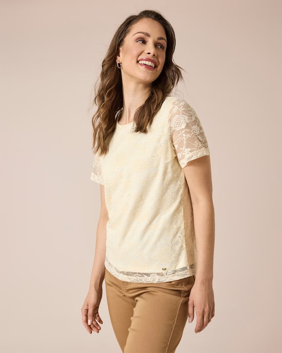 Produktabbildung für Mesh Shirt mit Rosenmuster und Lining