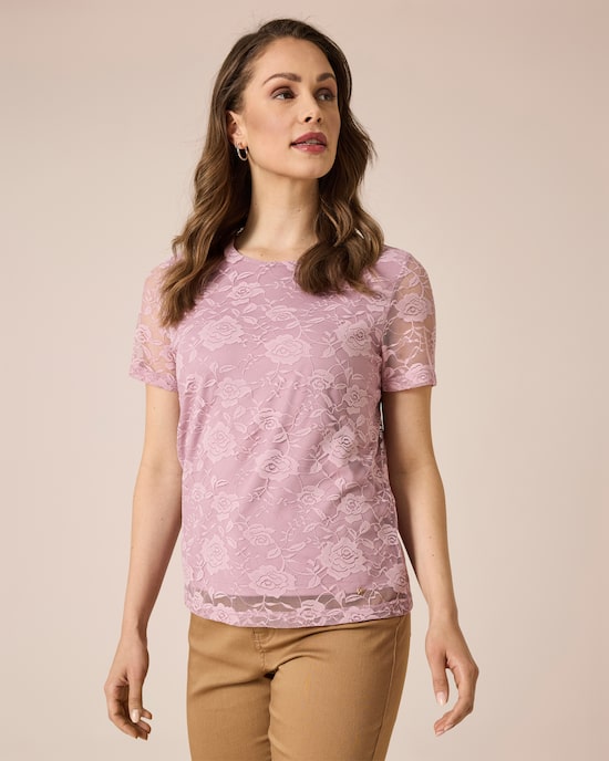 Produktabbildung für Mesh Shirt mit Rosenmuster und Lining