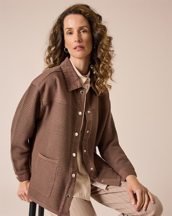 Produktabbildung für Jeansjacke mit Materialmix