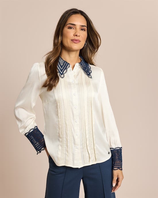 Produktabbildung für Bluse mit Spitzenbesatz