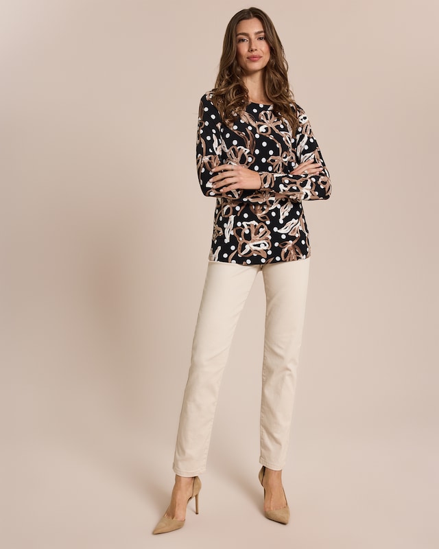 Shirt mit Punkte-Blumen und 3D-Druck
