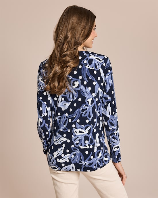 Produktabbildung für Shirt mit Punkte-Blumen und 3D-Druck