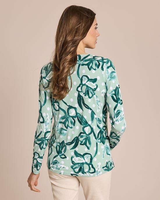 Produktabbildung für Shirt mit Punkte-Blumen und 3D-Druck