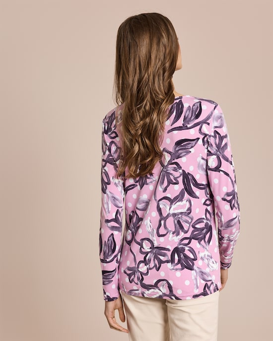 Produktabbildung für Shirt mit Punkte-Blumen und 3D-Druck