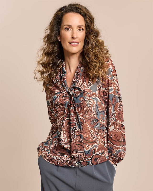 Crepe Gorgette Bluse mit Schluppe