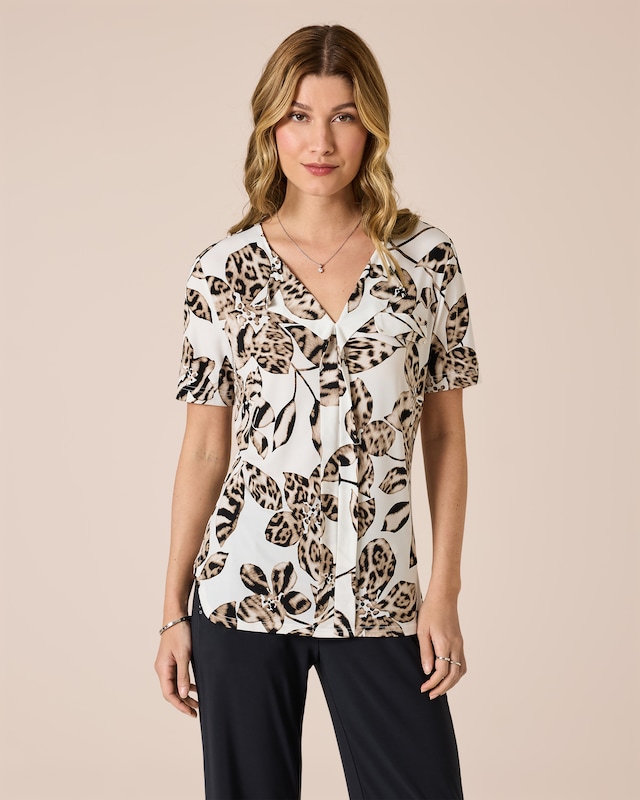 Shirt mit Blumen-Animaldruck