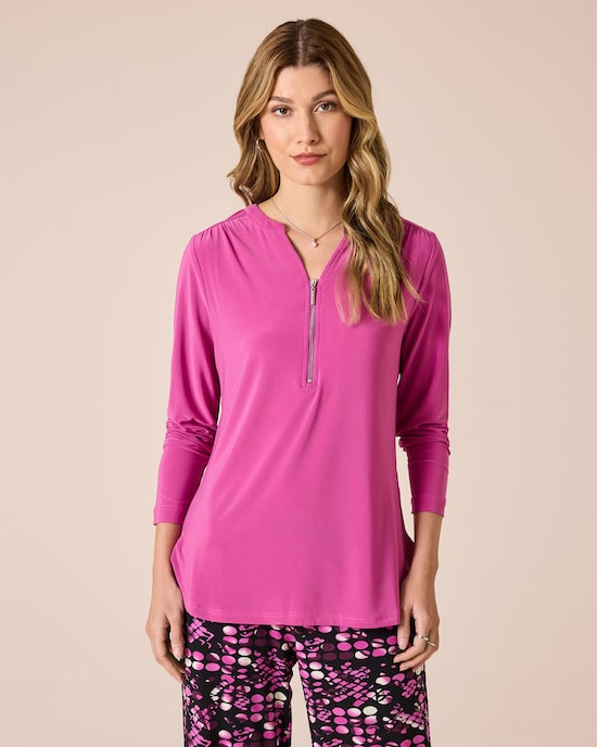 Produktabbildung für Blusenshirt uni mit Reißverschluss