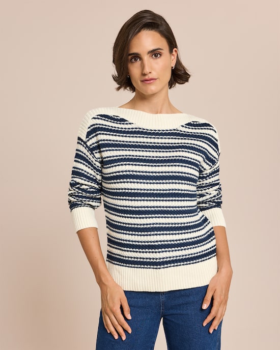 Produktabbildung für Pullover Waffelstrick mit Streifen