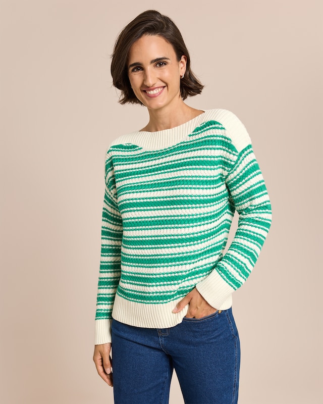 Pullover Waffelstrick mit Streifen