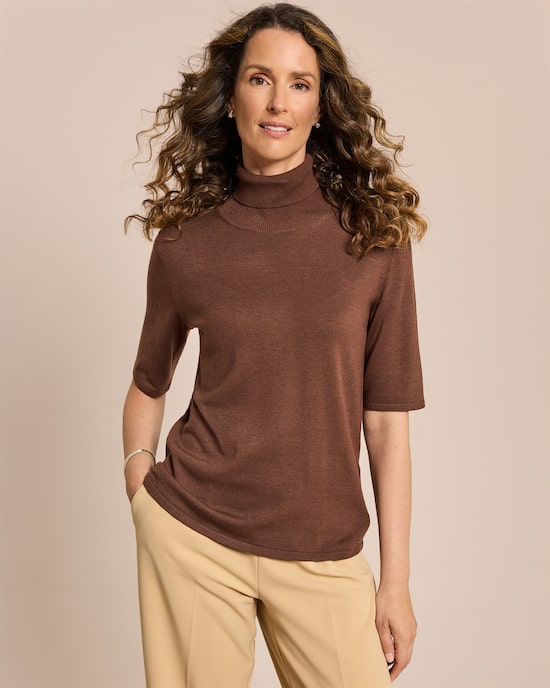 Produktabbildung für Rollkragenpullover kurzarm