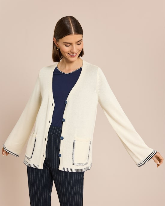Produktabbildung für Longcardigan mit aufgesetzten Taschen
