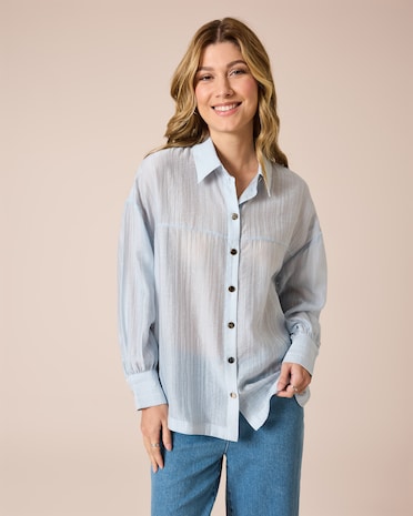 Produktabbildung für Oversized Bluse mit Streifenjaquard