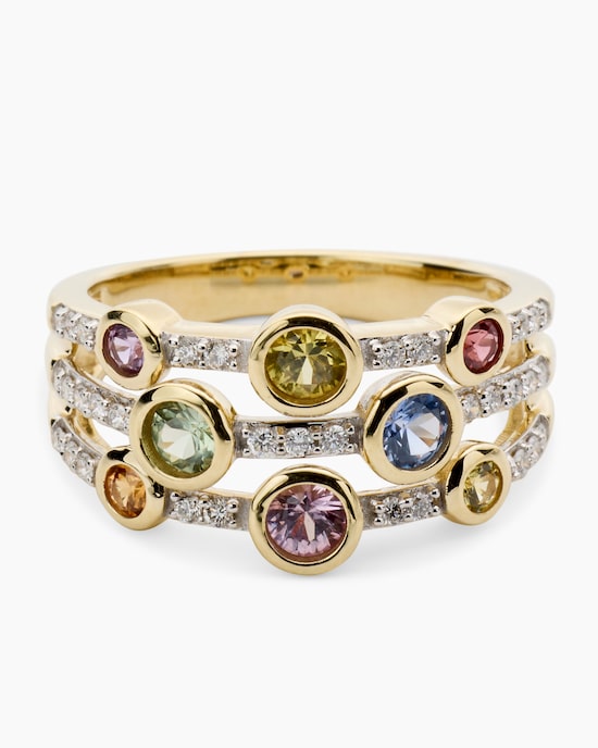 Produktabbildung für Multi-Saphir-Ring mit Brillanten