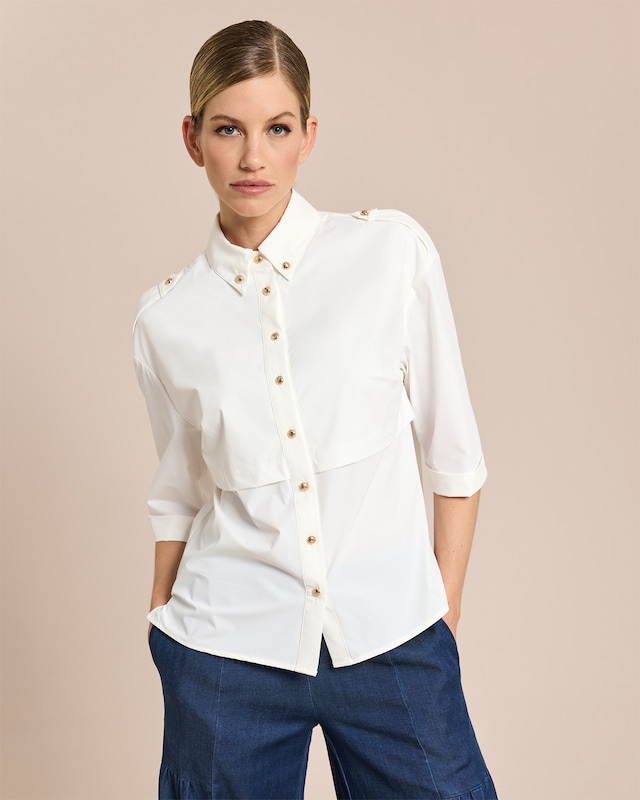 Techno-Stretch Bluse mit Details