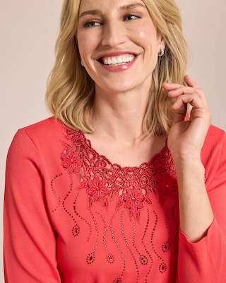 Produktabbildung 5 für Glow Pullover Blumenstickerei Ausschnitt