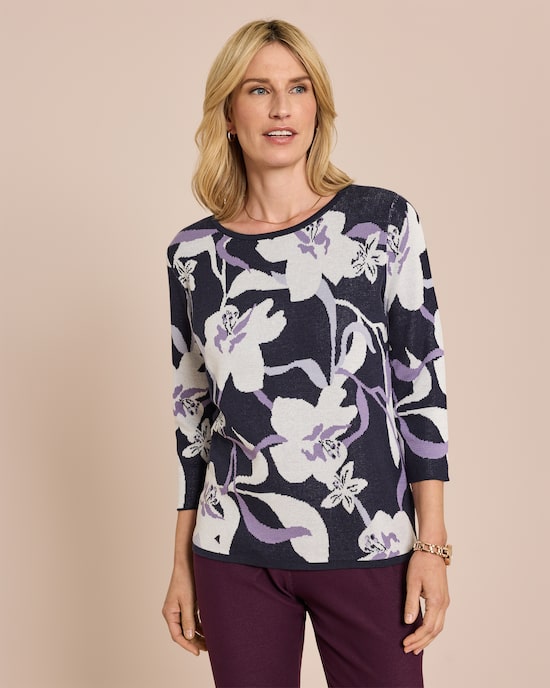 Produktabbildung für Pullover mit Blumen-Muster, Jacquard