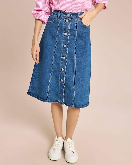 Produktabbildung für Jeans Rock mit Knopfdetail