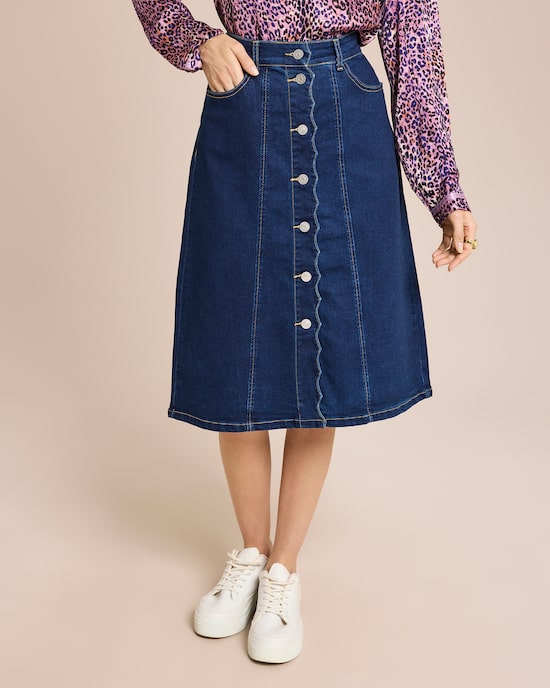 Produktabbildung für Jeans Rock mit Knopfdetail