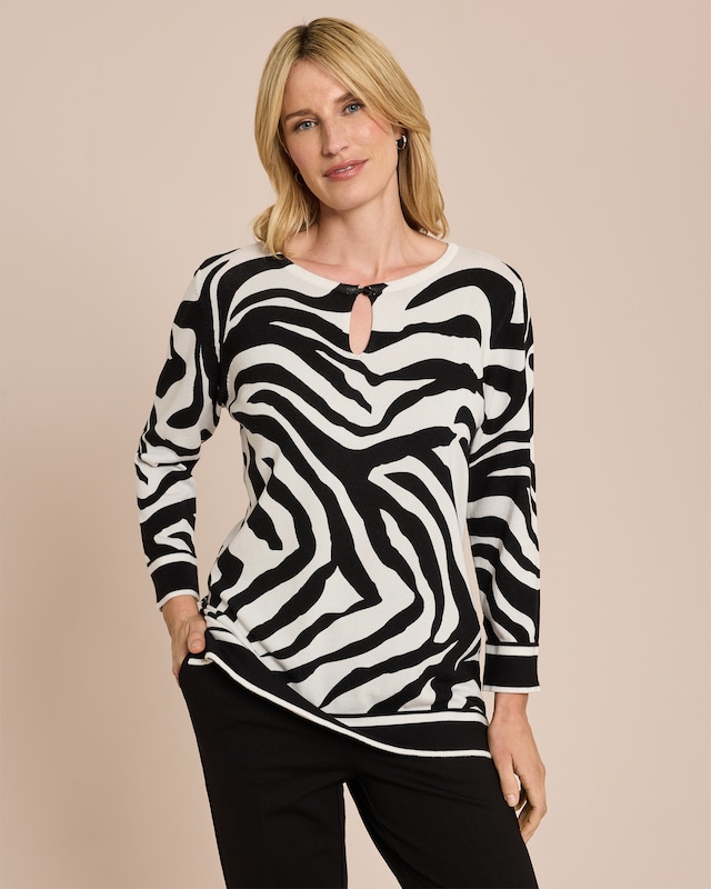 Pullover im Zebra-Design mit Key-Hole