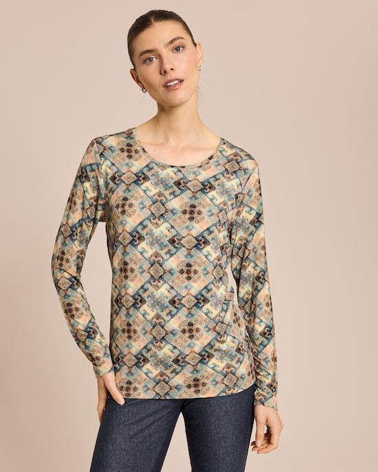 Produktabbildung für Shirt mit Mosaik-Druck, Rundhals