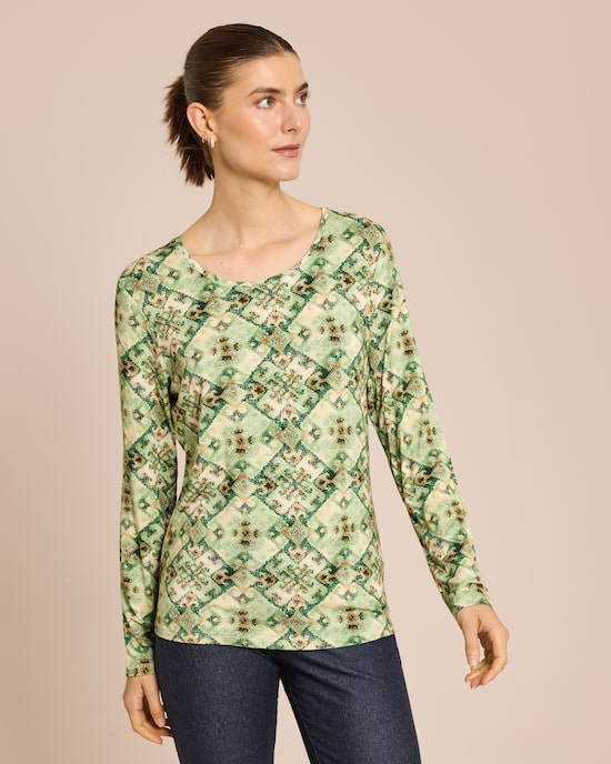 Produktabbildung für Shirt mit Mosaik-Druck, Rundhals