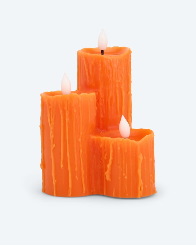 Halloween LED-Kaminkerze mit 3 Flammen