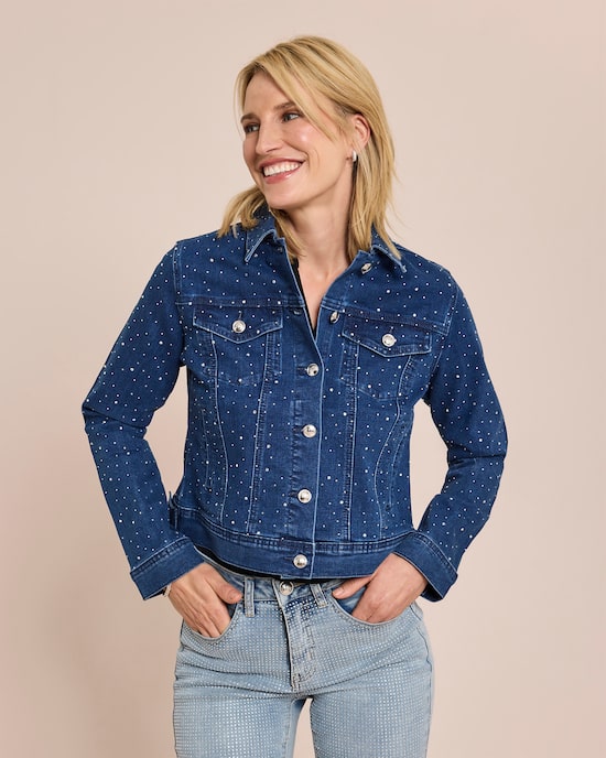 Produktabbildung für Jeansjacke mit Strasssteinen