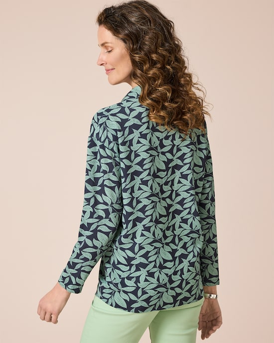 Produktabbildung für Bluse mit Hemdkragen, Blätterdruck