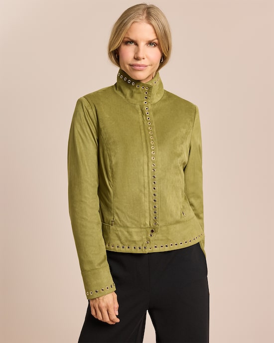 Produktabbildung für Velourslederjacke mit Nietenbesatz