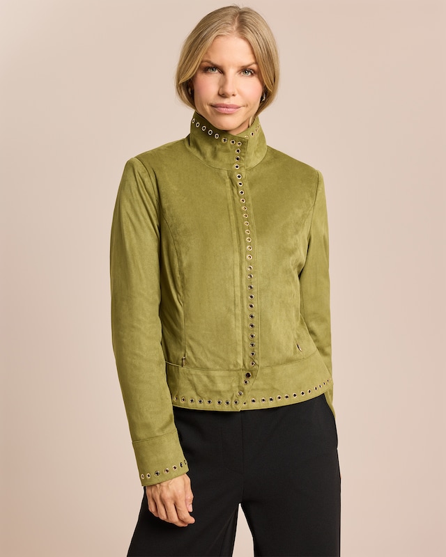 Velourslederjacke mit Nietenbesatz