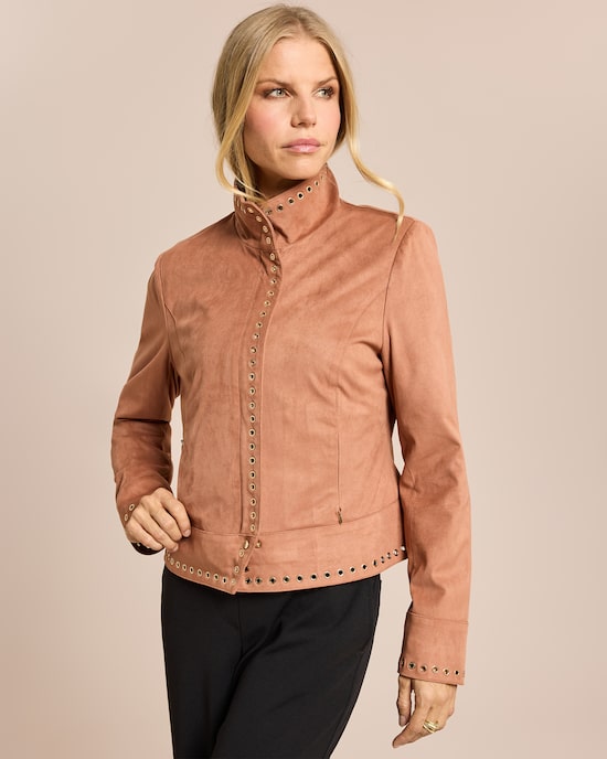 Produktabbildung für Velourslederjacke mit Nietenbesatz