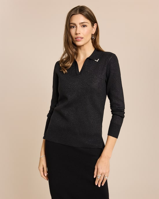 Produktabbildung für Pullover mit Kragen und Glanzgarn