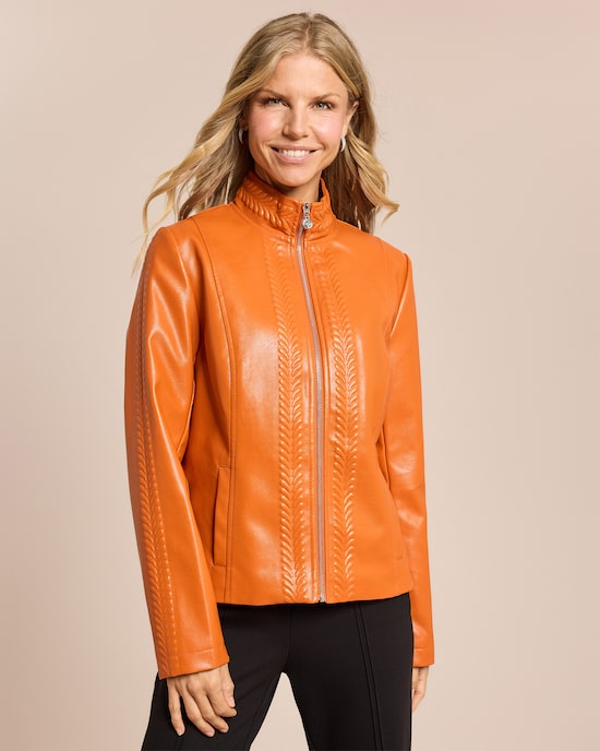 Produktabbildung für Lederimitatjacke mit Flechtdetails