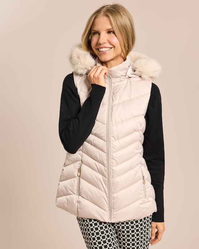 Steppweste mit Webpelzbesatz