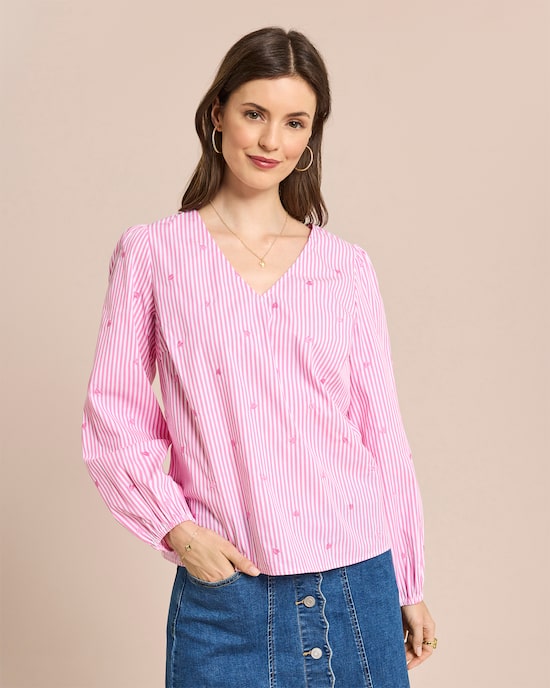 Produktabbildung für Streifen Bluse mit Herzdetails